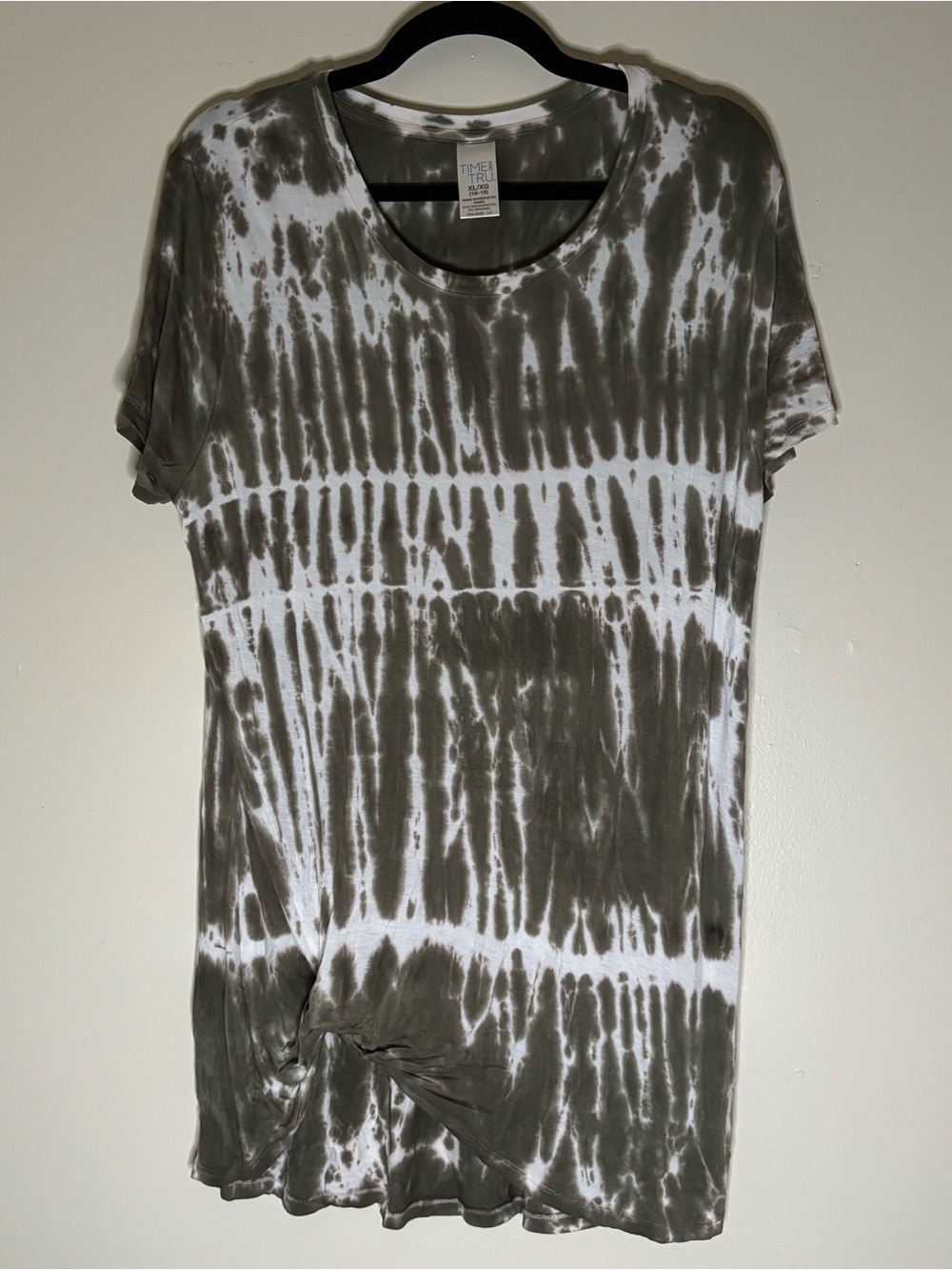 Time and Tru Women’s Olive Tie-Dye Short Sleeve Tee Size XL